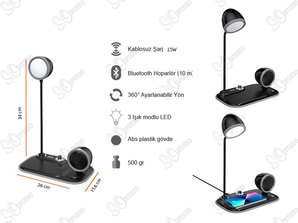 KABLOSUZ SARJ CİHAZI (LED LAMBA-HOPARLÖR)